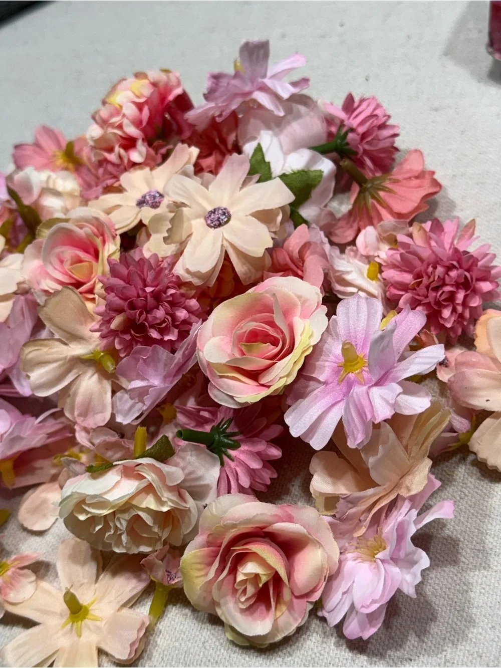 69-Piece Assorted Pink Blush Artificial Flower Lot – Craft Decor - NWT
